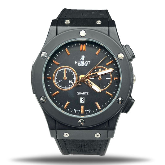 Hublot Classic Quartz Watch with Leather Strap (Silver/Gray )