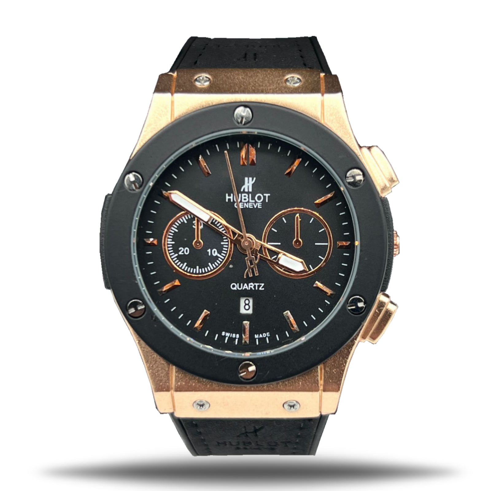 Hublot Classic Quartz Watch with Leather Strap (Black )