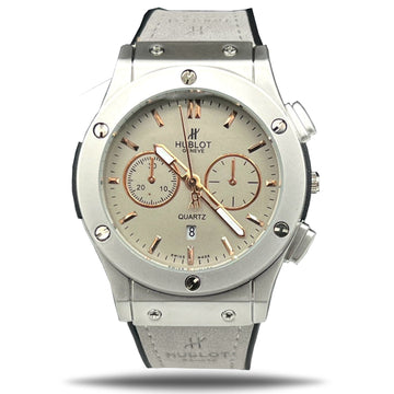 Hublot Classic Quartz Watch with Leather Strap (Silver/Gray )