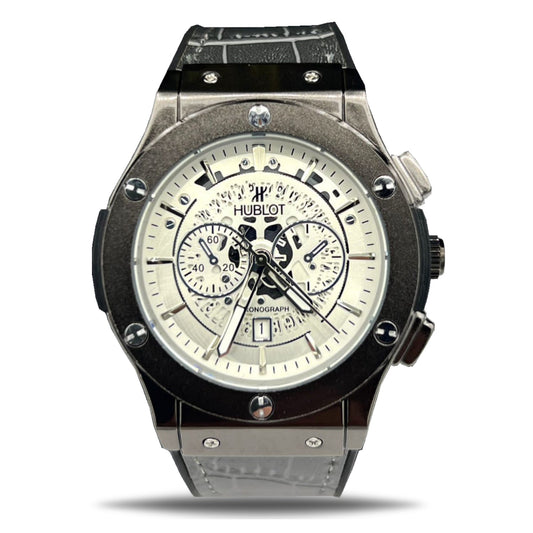 Hublot Classic Quartz Watch with Leather Strap (Black )